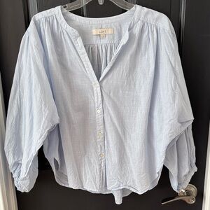 LOFT Women's Sky Blue Button-Up Blouse